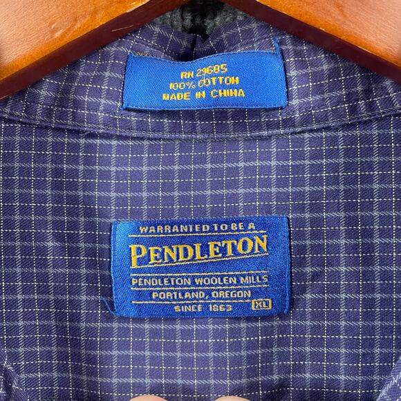 Pendleton Woolen Mills Shirt Men's XL Blue/White Check Long Sleeve Casual - Picture 6 of 10